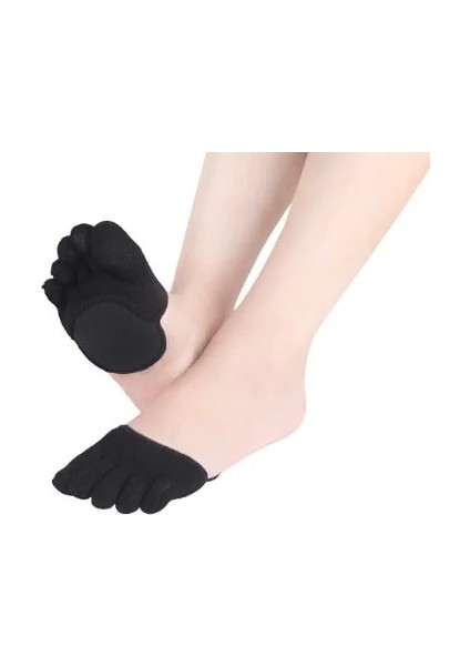Siyah Açık 1 Çift Ayak Ayırıcı Pedleri Esneklik Ayak Bakımı Yarım Tabanlık Beş Parmak Ayak Çorap Ayak Desteği Pedleri Tabanlık Ön Ayak Bakımı Aracı (Yurt Dışından)