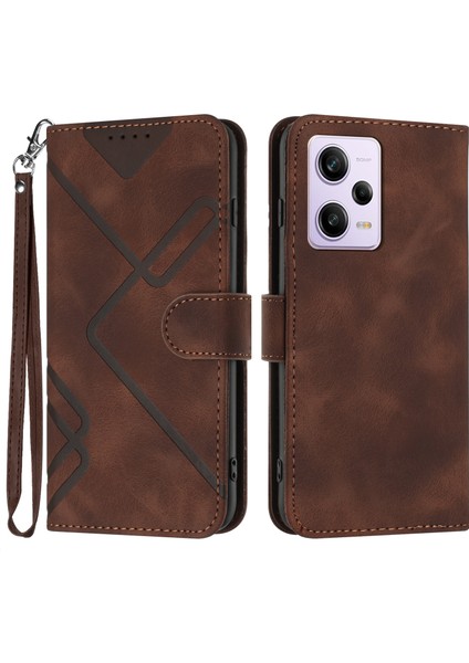 Xiaomi Redmi Için YX0040 Note 12 Pro+ 5g Akıllı Telefon Deri Cüzdan Kılıfı Basklı Flip Stand Kapağı-Kahve (Yurt Dışından)