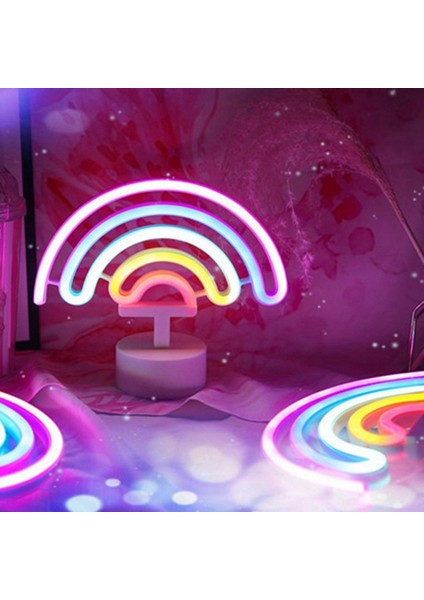 Gökkuşağı LED Gece Lambası Kız Yatak Odası Sıcak Gece Lambası Odası Dekorasyon 3D Akrilik Masa Masa Lambası (Yurt Dışından)