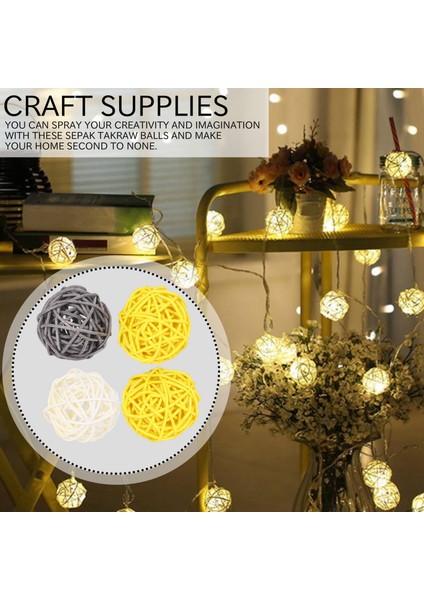 Rattan Topu, 24PCS 2 Inç Dekoratif Toplar Küreler Vazo Kase Dolguları (Yurt Dışından)