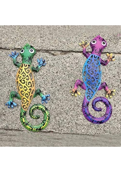 Metal Gecko Dış Duvar Dekor Kertenkele Sanat Açık Arka Bahçe Sundurma Ev Veranda Çim Çit Süslemeleri Duvar Için Asılı - A (Yurt Dışından) fırsatları