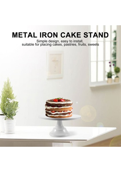 12 Inç Demir Yuvarlak Kek Standı Kek Tabağı Kaide Tatlı Tutucu Düğün Doğum Günü Partisi-Beyaz (Yurt Dışından) indirimleri