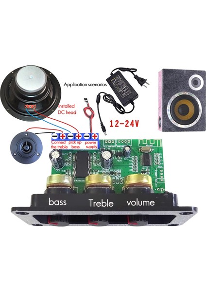 30 W Bluetooth Ses Amplifikatörü Kurulu Dc Dişi Kablo + Uzaktan Kumanda + Aux Kablosu Bt5.0 Mono Subwoofer Amplifikatör Kiti (Yurt Dışından)