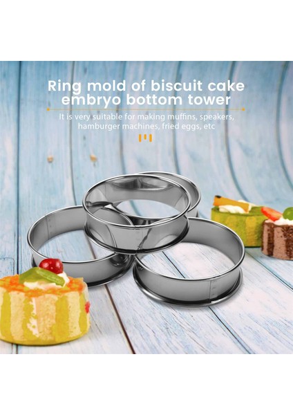 Çift Rulo Tart Yüzükler, Ingiliz Muffin Yüzükler Profesyonel Crumpet Yüzükler 4'lü Set (Yurt Dışından) indirimleri