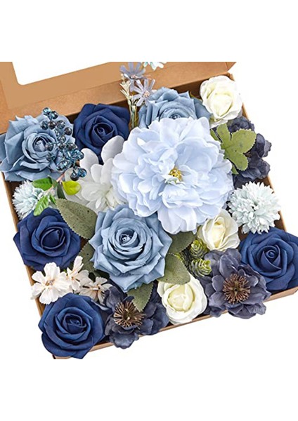 Dıy Düğün Gelin Buketleri Centerpieces Ev Dekorasyonu Için Tozlu Mavi Çiçekler Combo (Yurt Dışından)