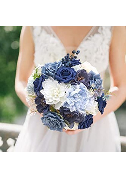 Dıy Düğün Gelin Buketleri Centerpieces Ev Dekorasyonu Için Tozlu Mavi Çiçekler Combo (Yurt Dışından) fiyatları