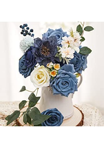 Dıy Düğün Gelin Buketleri Centerpieces Ev Dekorasyonu Için Tozlu Mavi Çiçekler Combo (Yurt Dışından) modelleri