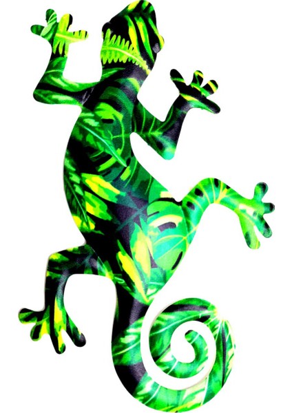 Metal Gecko Duvar Dekor Sanatı 8.66X5.11 Inç Demir Gecko Heykelleri, Veranda Çim Ev Dekorasyonu Açık Arka Bahçe Duvar Asılı - B (Yurt Dışından)