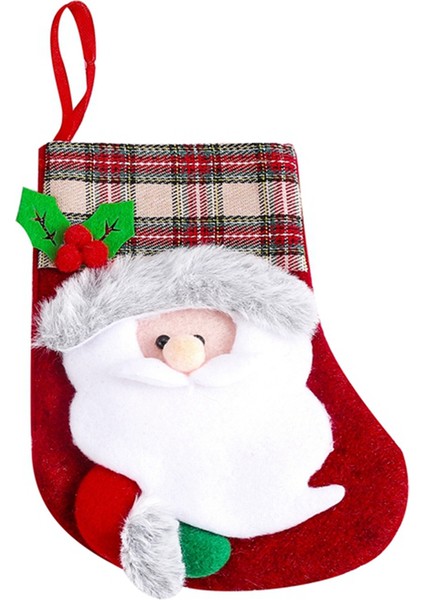 Noel Çorapları Şeker Hediye Çantası 3D Noel Baba - Çorap Dekorasyonu (Yurt Dışından)