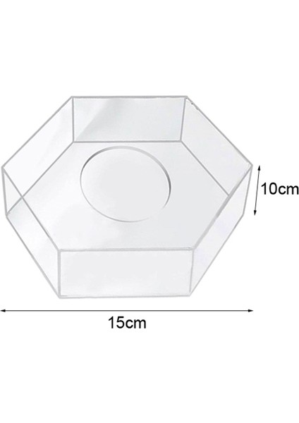 Akrilik Kek Teşhir Panosu Altıgen Kek Tepsisi Dıy Kek Doldurulabilir Kurulu Tabanı Temizle Kek Standı Dekor Araçları 15X15X10CM (Yurt Dışından)