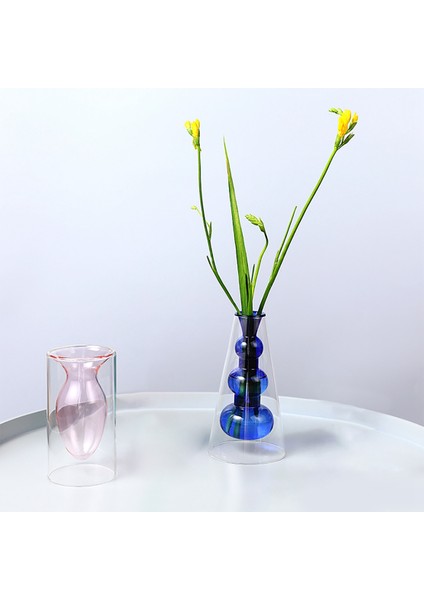 Cam Vazo Kişilik Işık Lüks Çiçekler Topraksız Çiçek Iskandinav Ev Mobilya El Sanatları (Pembe) (Yurt Dışından) modelleri