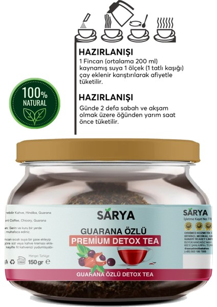 Guarana Özlü Premium Detox Tea (2 Aylık Kullanım) 150 gr Guarana Özlü Çay