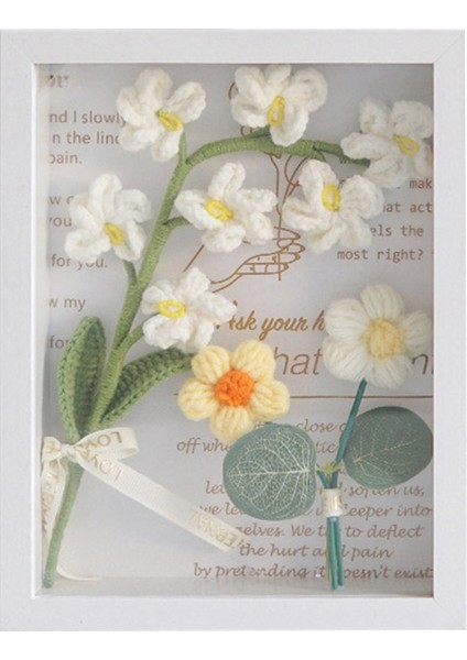 Tığ Işi Yün Çiçek Bitmiş Örme Buket Fotoğraf Süsleri Kolye Günü Hediyesi Beyaz (Yurt Dışından)