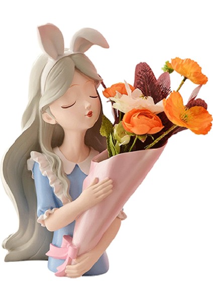 Kız Heykeli Ev Dekor Vazo Reçine Modeli Depolama Tepsisi Oturma Odası Çiçek Vazolar Zanaat Oturma Odası Dekorasyon, 22X32 cm (Yurt Dışından) modelleri