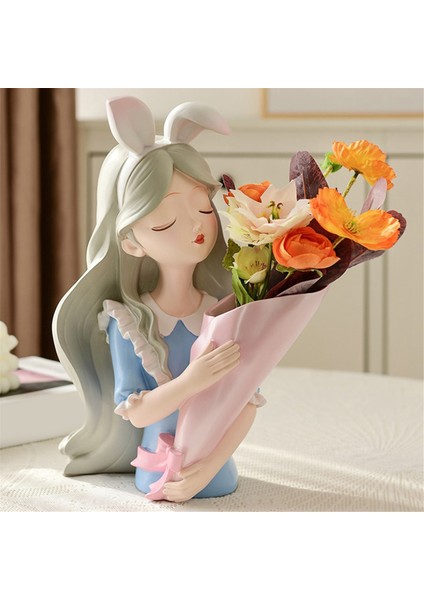 Kız Heykeli Ev Dekor Vazo Reçine Modeli Depolama Tepsisi Oturma Odası Çiçek Vazolar Zanaat Oturma Odası Dekorasyon, 22X32 cm (Yurt Dışından) fırsatları