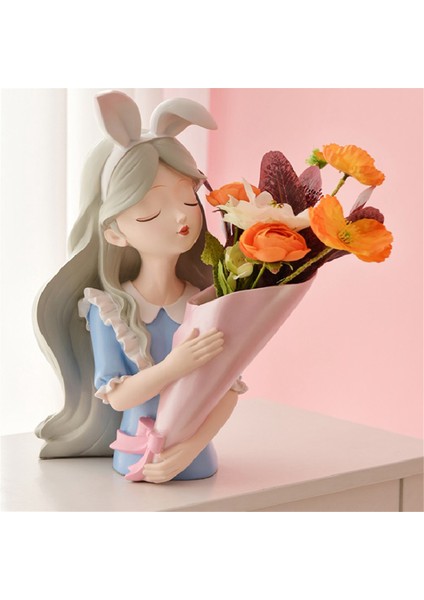 Kız Heykeli Ev Dekor Vazo Reçine Modeli Depolama Tepsisi Oturma Odası Çiçek Vazolar Zanaat Oturma Odası Dekorasyon, 22X32 cm (Yurt Dışından) indirimleri