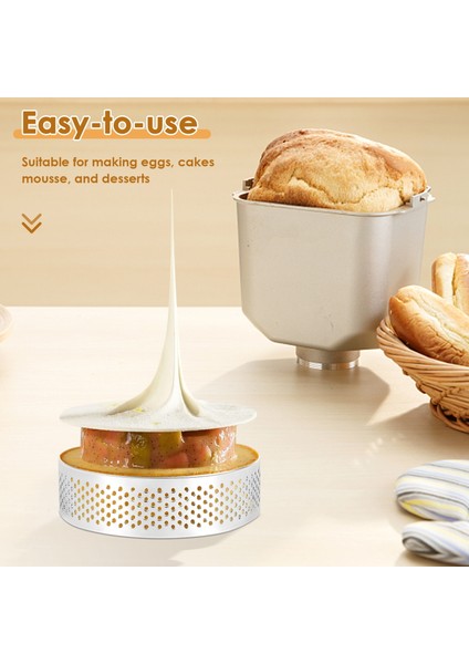 10 Paket 5 cm Paslanmaz Çelik Tart Halkası, Isıya Dayanıklı Delikli Kek Mus Halkası, Yuvarlak Halka Pişirme Araçları (Yurt Dışından) fırsatları
