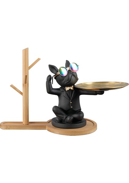 Bulldog Hayvan Figürleri Fransız Bulldog Butler Iskandinav Reçine Köpek Heykel Masa Süsleri Depolama Tepsisi Köpek El Sanatları D (Yurt Dışından)