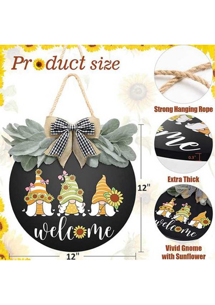 Ön Kapı Için Hoş Geldiniz Tabelaları - Kapı Dekorları Tatiller Için Duvar Süslemeleri - Cüceler, Ayçiçekleri, Siyah Fiyonklu Duvar Dekoru (Yurt Dışından) fiyatları