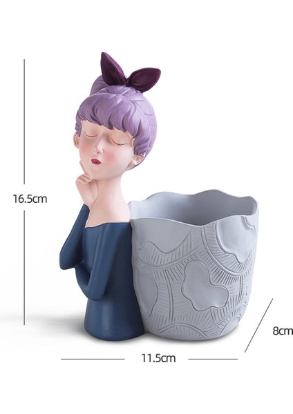 Modern Kız Reçine El Sanatları Süsler Ev Masaüstü Basit Saklama Kutusu Kalem Tutucu Süslemeleri, Mavi (Yurt Dışından) fiyatları