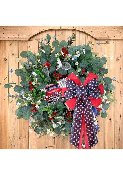 Vatansever Çelenk Kırmızı ve Mavi Amerikan Bayrağı Anıtı 4 Temmuz Anma Günü Işçi Bayramı Gaziler Günü Bağımsızlık Günü, D (Yurt Dışından) fiyatları
