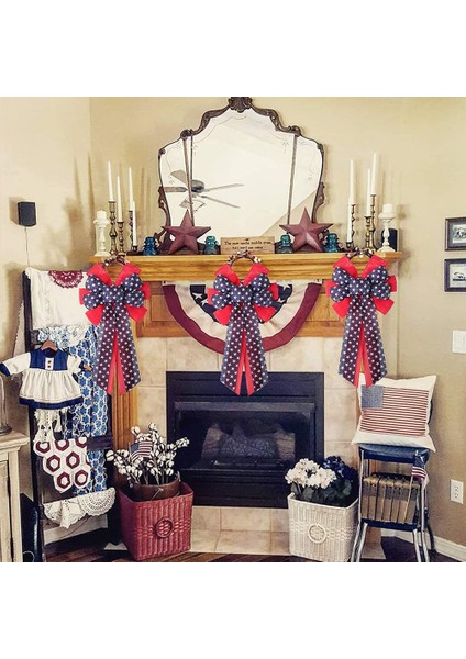 Vatansever Çelenk Kırmızı ve Mavi Amerikan Bayrağı Anıtı 4 Temmuz Anma Günü Işçi Bayramı Gaziler Günü Bağımsızlık Günü, D (Yurt Dışından) fırsatları