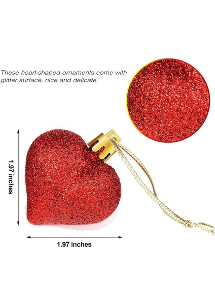 48 Adet Glitter Kalp Şekilli Parti Kalp Şeklinde Asılı Süsler Günü Düğün Yıldönümü Dekoru (Kırmızı) (Yurt Dışından) modelleri