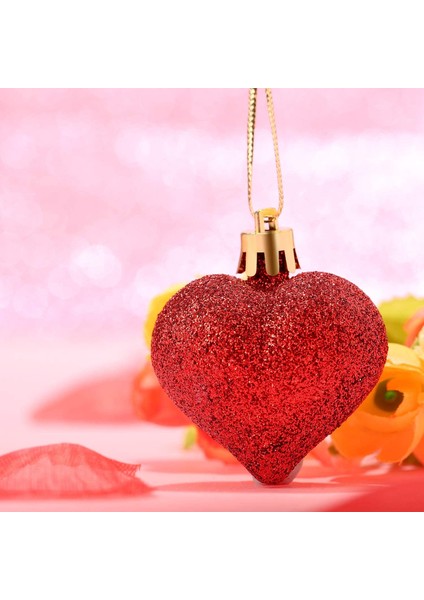 48 Adet Glitter Kalp Şekilli Parti Kalp Şeklinde Asılı Süsler Günü Düğün Yıldönümü Dekoru (Kırmızı) (Yurt Dışından) fırsatları