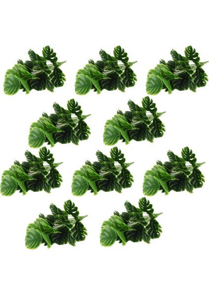 10 Adet 18 Çatalak Yapay Bitkiler Yeşil Palmiye Yaprağı Monstera Bahçe Odası Balkon Dekorasyonu Için Plastik Bitkiler (Yurt Dışından)