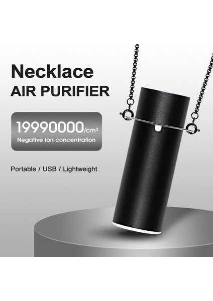 Moda Kişisel Giyilebilir Mini Taşınabilir 19.99 Milyon Negatif Iyon Jeneratörü Asılı Boyun Hava Temizleme Cihazı Siyah (Yurt Dışından)