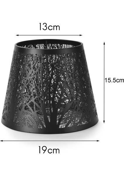 Küçük Abajur, Masa Avize Duvar Lambası Siyah Desenli Varil Metal Abajur (Yurt Dışından)