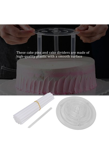 20 Parça Beyaz Plastik Kek Çubukları Destek Çubukları, 4 Parça Kek Ayırıcı Tabaklar Kek ve 12 Parça Şeffaf Kek (Yurt Dışından) fiyatları