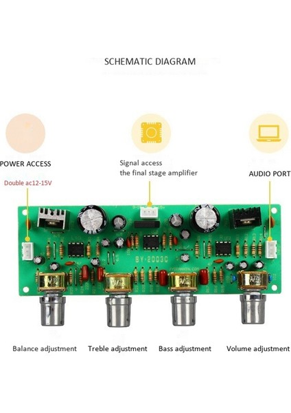 12 V NE4558 Hıfı Preamp Ton Kurulu Bas Tiz Ses Kontrolü Ön Amplifikatör Kartı (Yurt Dışından)