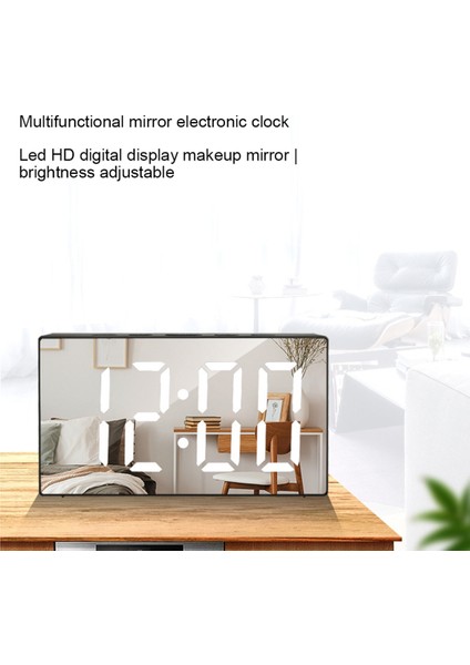 LED Ayna Çalar Saat Dijital Erteleme Masa Saati Uyandırma Işığı Zaman Sıcaklık Göstergesi Ev Dekorasyon Saati Kırmızı (Yurt Dışından)