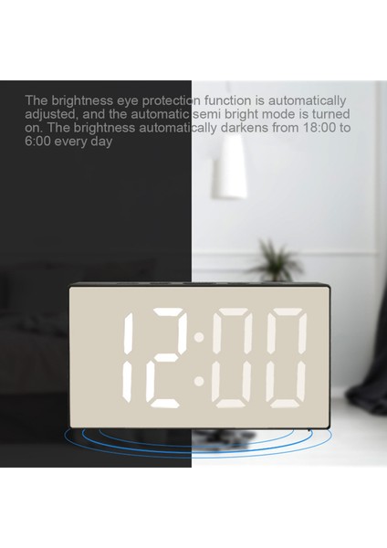 LED Ayna Çalar Saat Dijital Erteleme Masa Saati Uyandırma Işığı Zaman Sıcaklık Göstergesi Ev Dekorasyon Saati Kırmızı (Yurt Dışından)