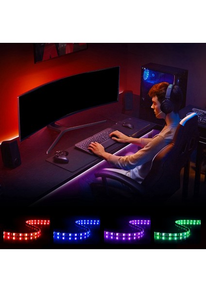 Su Geçirmez Olmayan LED Işık 5050 Rgb 24 Anahtar Uzaktan Kumanda USB 5V Renk Değişen Atmosfer Işığı 4 Metre (Yurt Dışından)