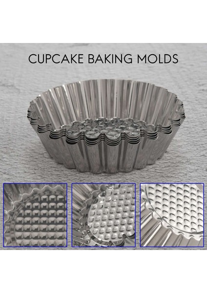25 Adet Paslanmaz Çelik Yumurta Tart Kalıp Yuvarlak Şekil Yivli Tasarım Cupcake Pişirme Yeniden Kullanılabilir Metal Muffin Pişirme Kapları (Yurt Dışından) indirimleri