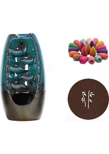 Seramik Geri Akış Tütsü Tutucu Brülör Aromaterapi Süs Ev Dekoru 120 Pcs Tütsü Konileri ile - A (Yurt Dışından) fiyatları