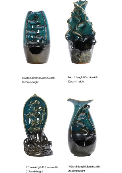 Seramik Geri Akış Tütsü Tutucu Brülör Aromaterapi Süs Ev Dekoru 120 Pcs Tütsü Konileri ile - A (Yurt Dışından) modelleri