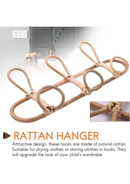Rattan Duvar Kancaları Çocuk Giysileri Organizatör Raf Elbise Şapka Asılı Kanca Rattan Askı Çocuk Odası Dekor Askı (Yurt Dışından)