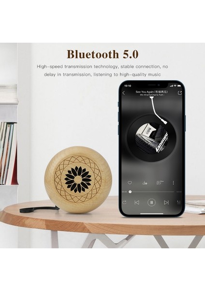 Bluetooth Hoparlör, Taşınabilir Kablosuz Bluetooth Hoparlör Zarif Oyma Desen, Açık Hava Sporları Için (Yuvarlak) (Yurt Dışından)