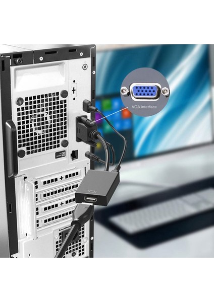 1080P Hd VGA - Pc Projektör Dizüstü Bilgisayar Için 3,5 mm Ses Kablosu Adaptörü ile Hdtv Video Ses Dönüştürücüye Uyumlu (Yurt Dışından)