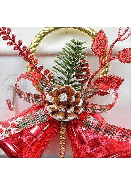 4 Adet Noel Jingle Bells Kapı Askısı Süsler 5 Çan ve Çam Kozalağı ile Kırmızı Noel Ağacı Süslemeleri (Yurt Dışından)