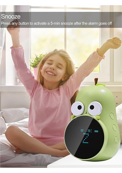 Çocuklar Için Çalar Saat Sevimli Armut Tasarımı, Erteleme, Üçlü Alarm, 5 Zil Sesi - Dijital Uyandırma Saati Şarj Edilebilir Pembe (Yurt Dışından)