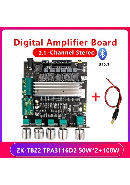 -TB22 2.1 Kanal Bluetooth Ses Amplifikatör Kartı Dc Kablolu TPA3116D2 50WX2+100W Tweeter Subwoofer Modülü (Yurt Dışından) fiyatları