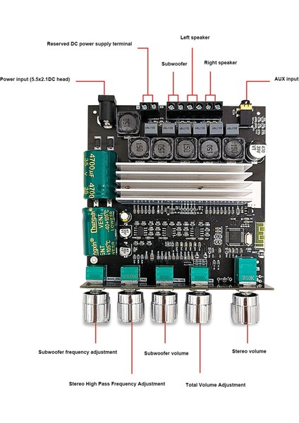 -TB22 2.1 Kanal Bluetooth Ses Amplifikatör Kartı Dc Kablolu TPA3116D2 50WX2+100W Tweeter Subwoofer Modülü (Yurt Dışından) modelleri