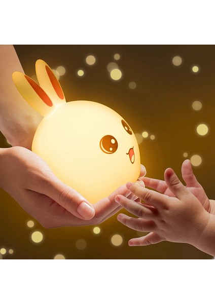Sevimli Gece Lambası Çocuk Odası Için Tavşan LED Gece Lambası Kreş Lambası Yürümeye Başlayan Bebek Kız Erkek Çocuk Hediye Yatak Odası Pembe (Yurt Dışından)