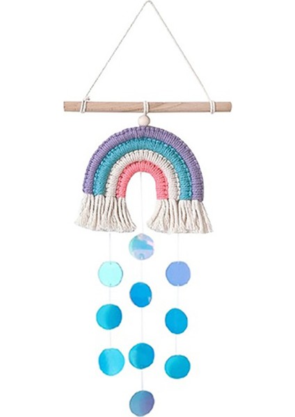 Ins Tarzı Oda Dekorasyon El Yapımı Dokuma Pamuk Halat Gökkuşağı Asılı Dekorlar Duvar Asılı Dekorlar Payetler ile Fotoğraf Sahne-A (Yurt Dışından)