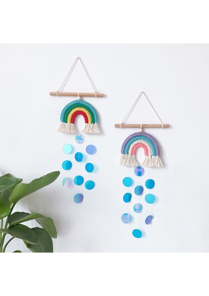 Ins Tarzı Oda Dekorasyon El Yapımı Dokuma Pamuk Halat Gökkuşağı Asılı Dekorlar Duvar Asılı Dekorlar Payetler ile Fotoğraf Sahne-A (Yurt Dışından) fiyatları