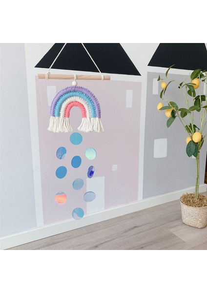 Ins Tarzı Oda Dekorasyon El Yapımı Dokuma Pamuk Halat Gökkuşağı Asılı Dekorlar Duvar Asılı Dekorlar Payetler ile Fotoğraf Sahne-A (Yurt Dışından) modelleri